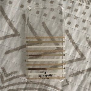Kate Spade stripped iPhone X case gold & white